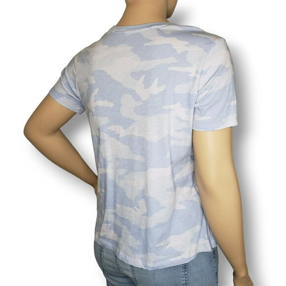 Athleta Organic Daily Camo Crew Tee Shirt Womens 1X Stream Blue Print - Picture 4 of 9